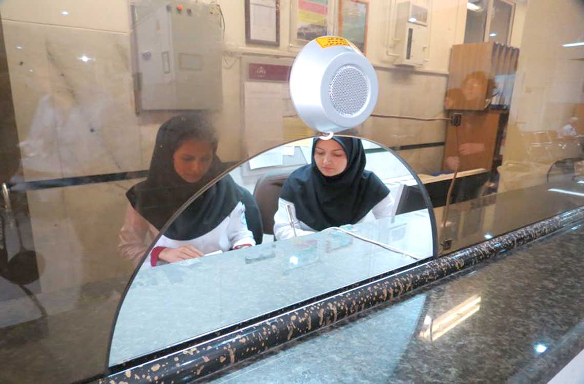 تجهیز گیشه های بیمارستان امام خمینی به سیستم صوتی گیشه مدل 9909
